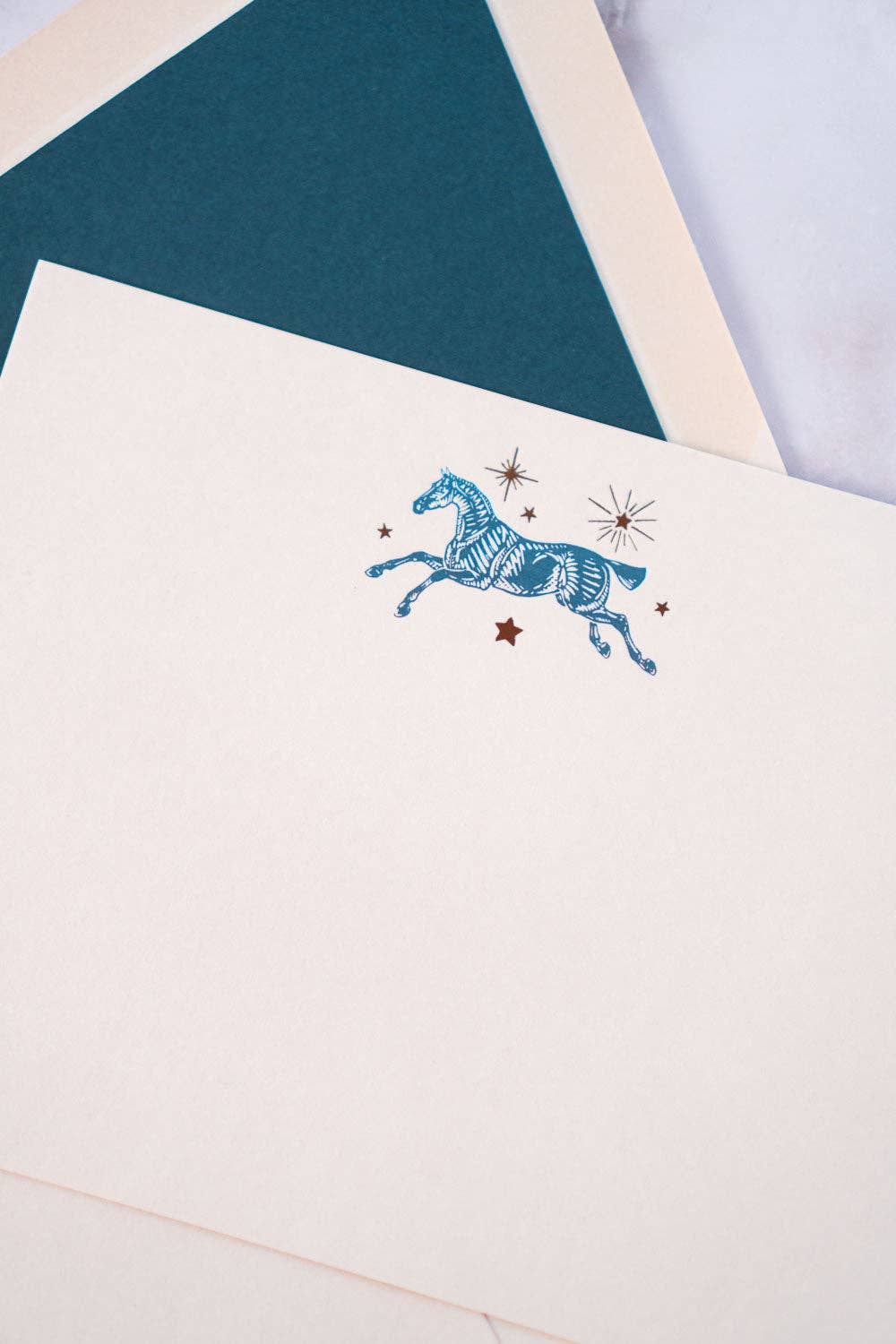 Danielle Demers Studio - Wholesale Stationery/Notecard Set - Celestial Horse Leaping Foil Stamped Cards, Set of 82
