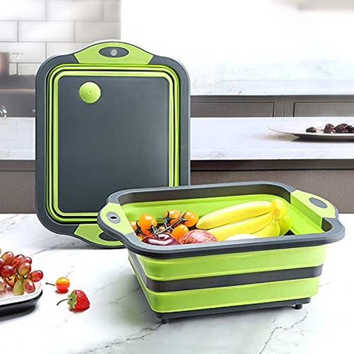 Vigor Path - Wholesale Cutting Board - Collapsible Cutting Board - Portable Multi-Purpose Dish Tub (Green)1