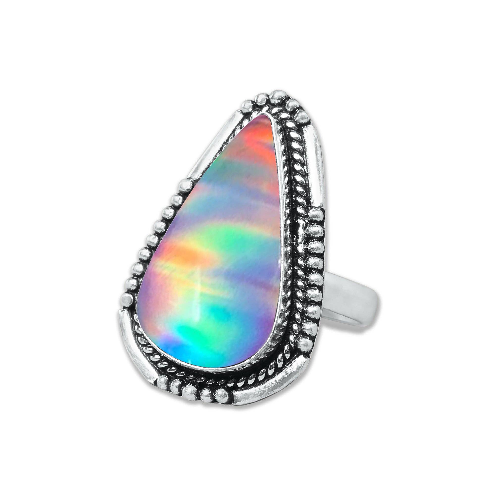 Handmade Jewels – wholesale Cocktail/Statement Ring – Aurora Opalringar – handgjorda, silverpläterade med blandade boho-mönster (tillverkas på beställning)3