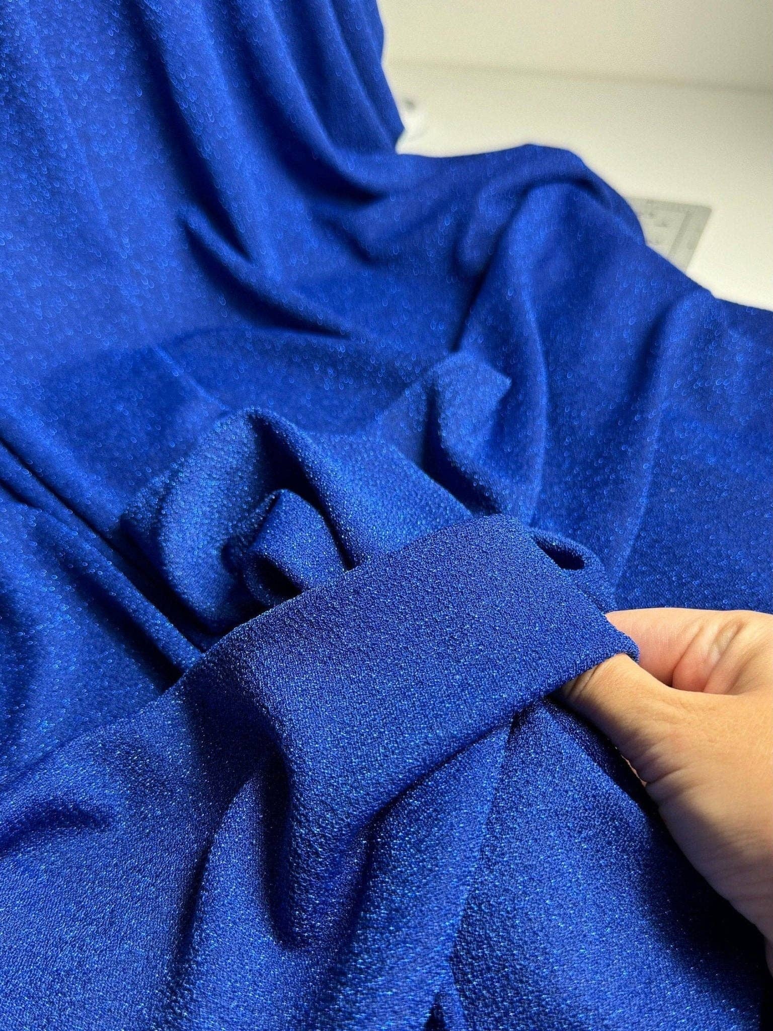 GalaTextile - Wholesale Fabric - Royal Blue Spandex Lurex Knit Fabric, 4 Way Stretch Shimmery Dance Wear Fabric, Blue Glittery Nylon Spandex By Yard, Premium Quality 60''4