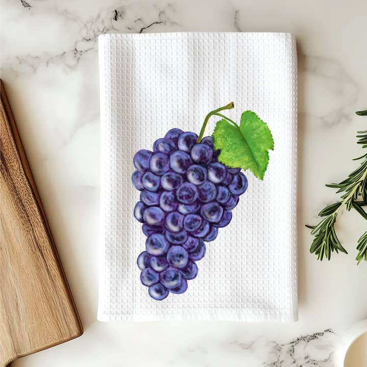 MerikaArt - Wholesale Tea Towel - Purple Grapes Kitchen Towel2