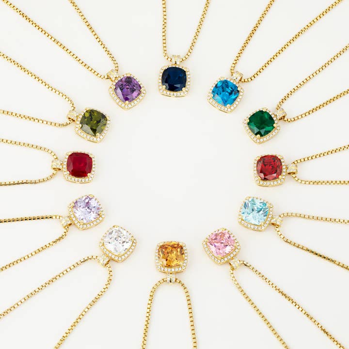 Belle Birthstone CZ Necklace | 14k Gold Vermeil for wholesale by Belle By Elle
