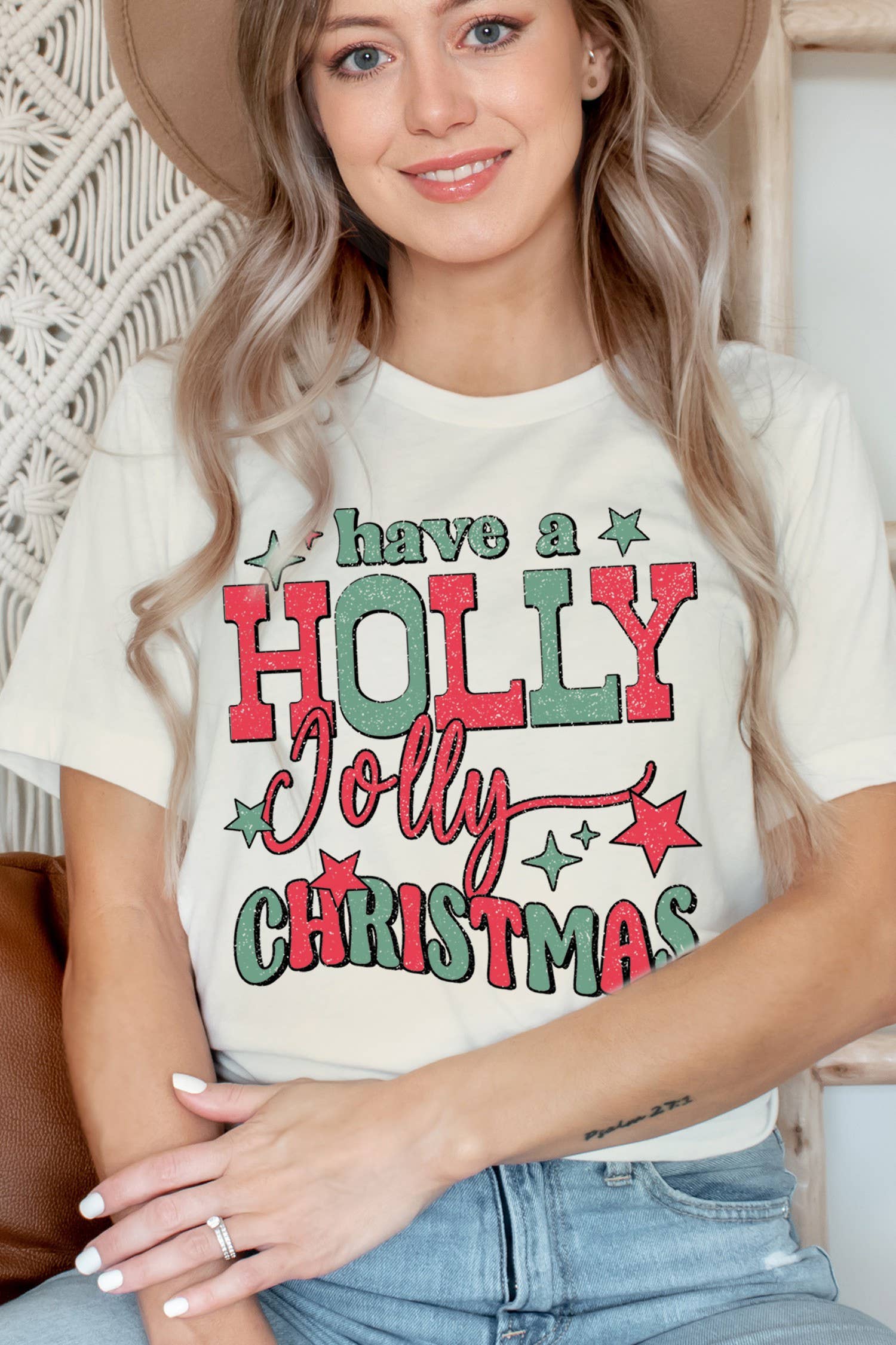 BouTeeQue Closet - Wholesale Screen Printed T-Shirt - Women's - 1204T - Cotton Jersey Relaxed Fit - Holly Jolly Christmas4