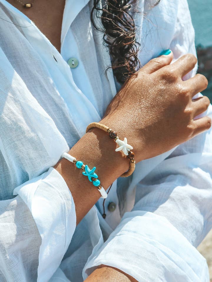 Braccialetto con ciondolo a forma di stella marina Ungasan con perline per la vendita all'ingrosso da parte di Bali Soul