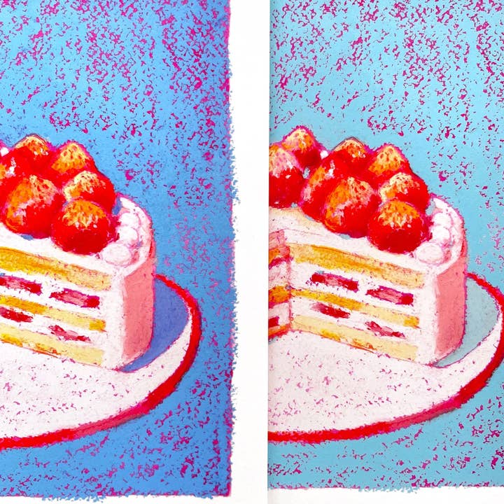 Julia Ockert - Wholesale Art print - Strawberries and Cream Cake - Oil Pastel Art Print4