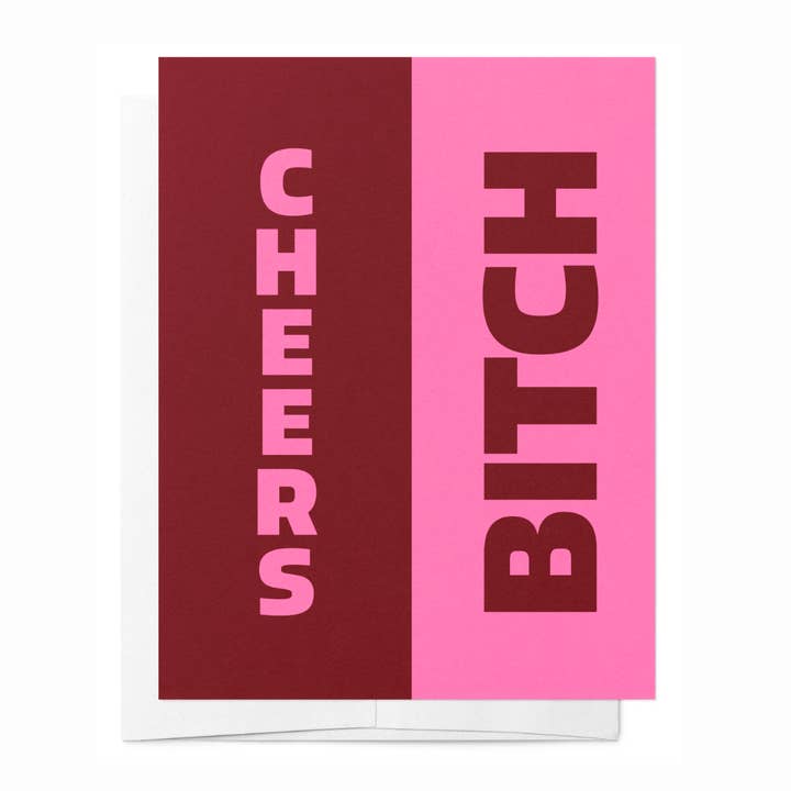 Cheers Bitch - Pink Birthday Card for wholesale by BAD ON PAPER