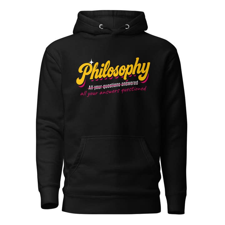 Filosofie: Al je antwoorden bevraagd - Premium Hoodie voor wholesale door The Philosopher's Shirt