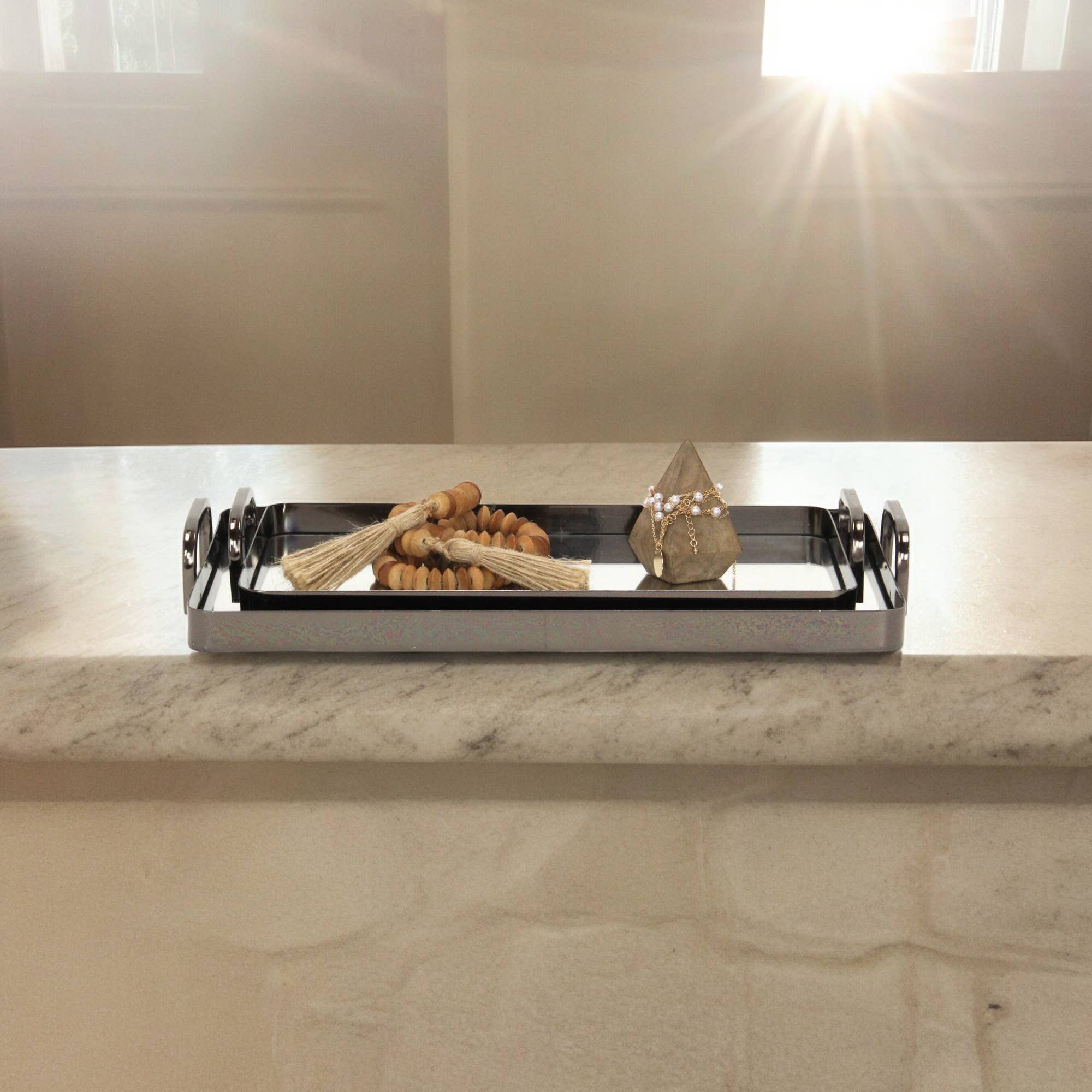 Cheungs Home Decor - Wholesale Decorative Tray - Nuvelle Set of 2 Metal Mirrored Trays29