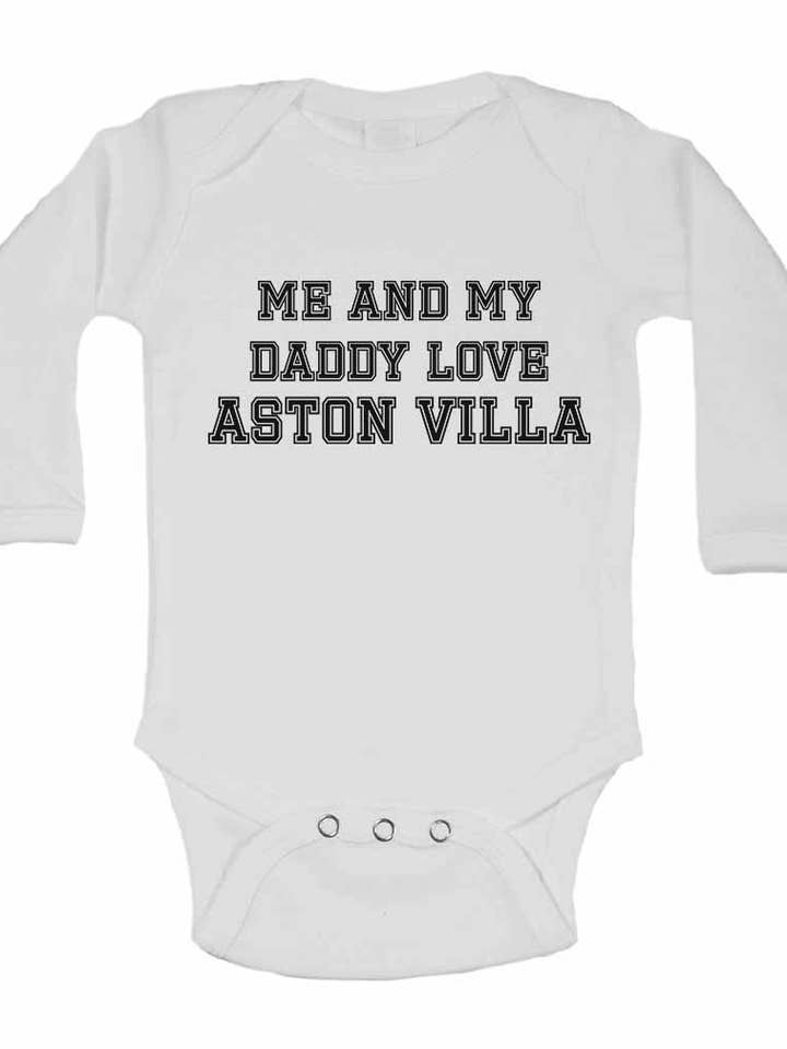 Me and My Daddy Love Aston VIlla, voor voetbal- en voetbalfans - Babyvesten met lange mouwen voor wholesale door Little Ratbag