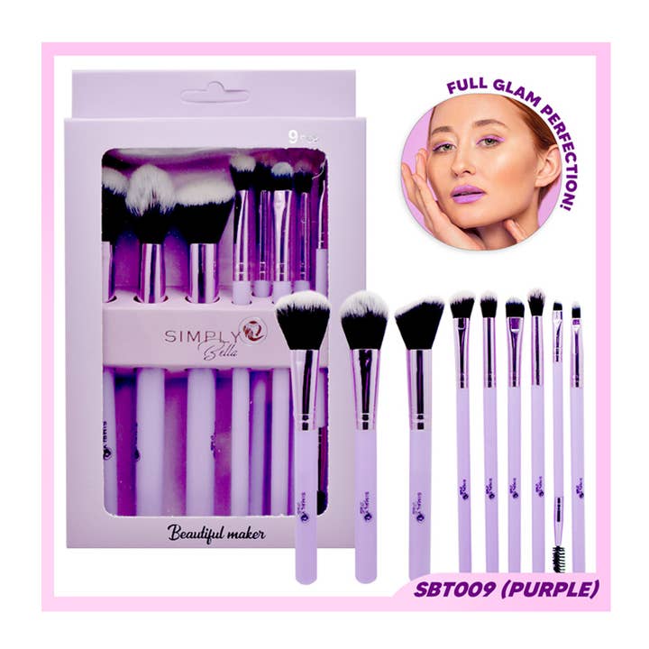 PINEAPPLE Beauty - Wholesale Makeup Brush Set - Simply Bella SBT009 Purple 9pc Brush Set - 120