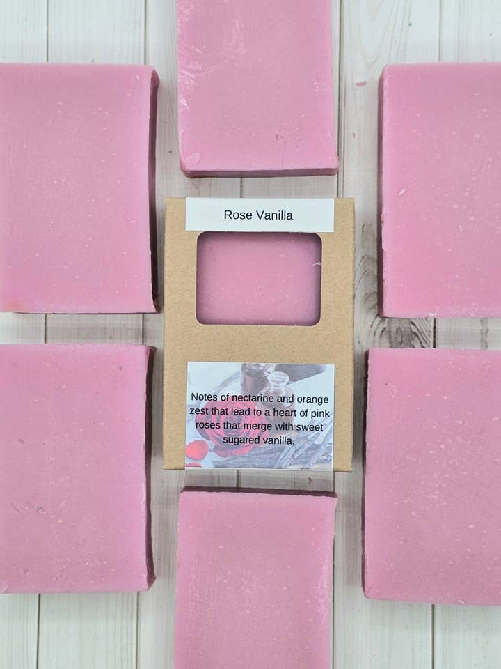 Rose Vanilla Bar Soap for wholesale by BubblyBar Bath & Body