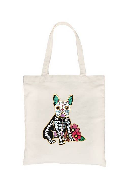 365 In Love - Wholesale Tote Bag - Women's - Frenchie Day Of Dead Canvas Bag1