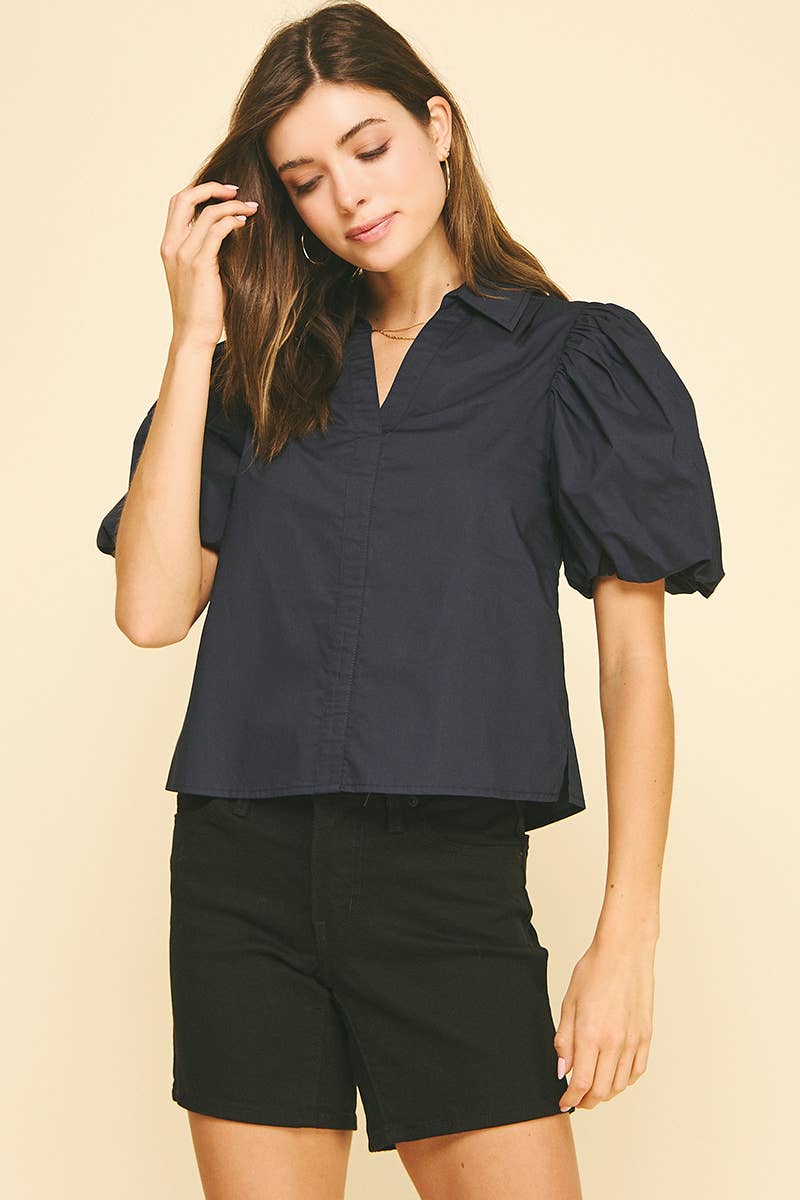 PINCH - Wholesale Blouse - Women's - BUBBLE SLEEVE BLOUSE TOP - 5707TB37