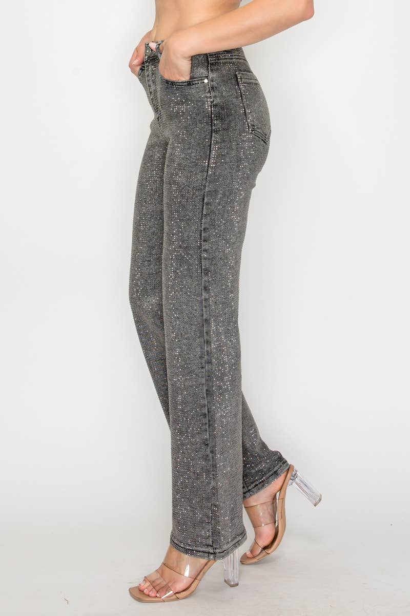 Nina Rossi Jeans - Wholesale Jeans - Women's - NR3188 -  Stone embellished grey 5 pockets jeans 3
