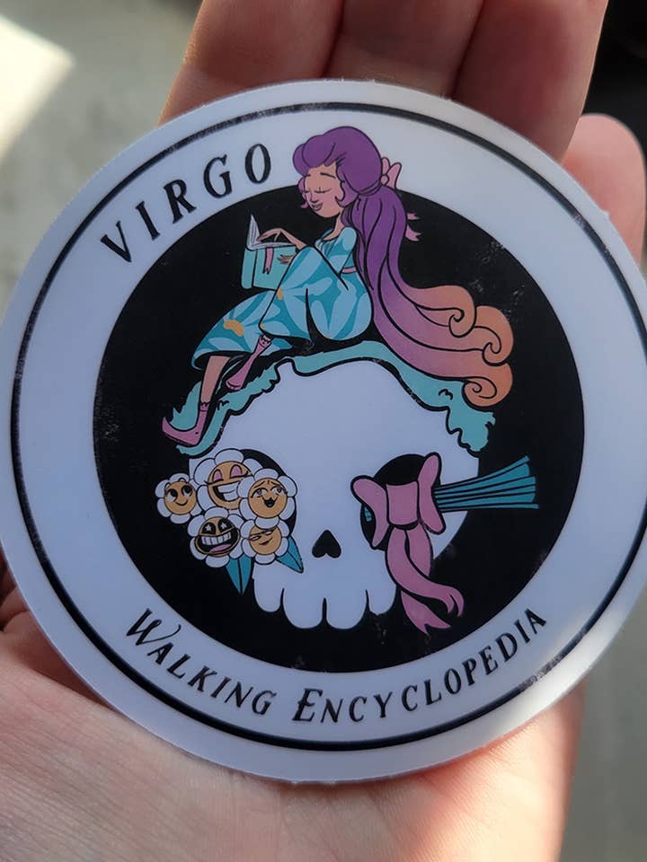 Witchy Virgo Skull Zodiac Sticker for wholesale by by Sarah Simpson