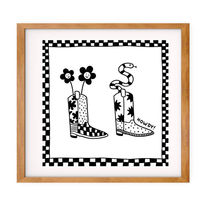 Impressão de bota Howdy | Ilustração | Presente da mãe da planta | Arte da parede da planta do apartamento por atacado de Howdy Ceramics