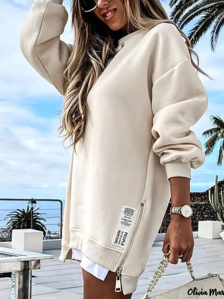 Beige oversized loose leisure fleece sweatshirts for wholesale on Faire