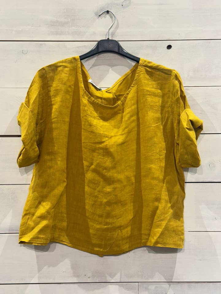 Linos y Textiles - Wholesale Blouse - Women's - REF 59076 BASIC LINEN SHORT BLOUSE 100%1