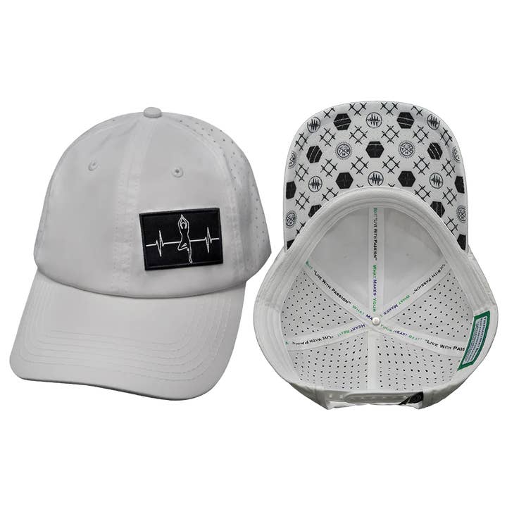 Yoga Hat | Dad Hat | Ponytail | White for wholesale by The Heartbeat Brand