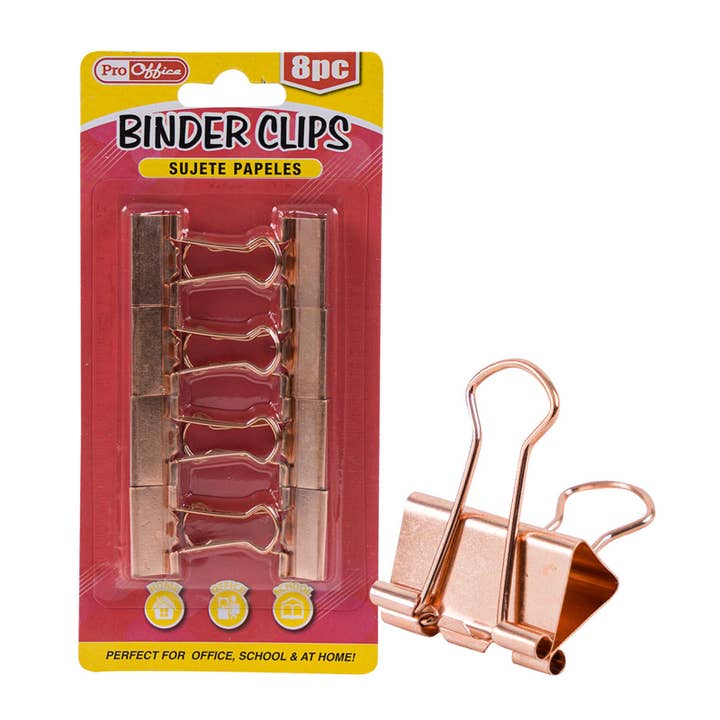 Deluxe Import Trading - Wholesale Binderclip - Binder Clips 8pc 1'' Gold