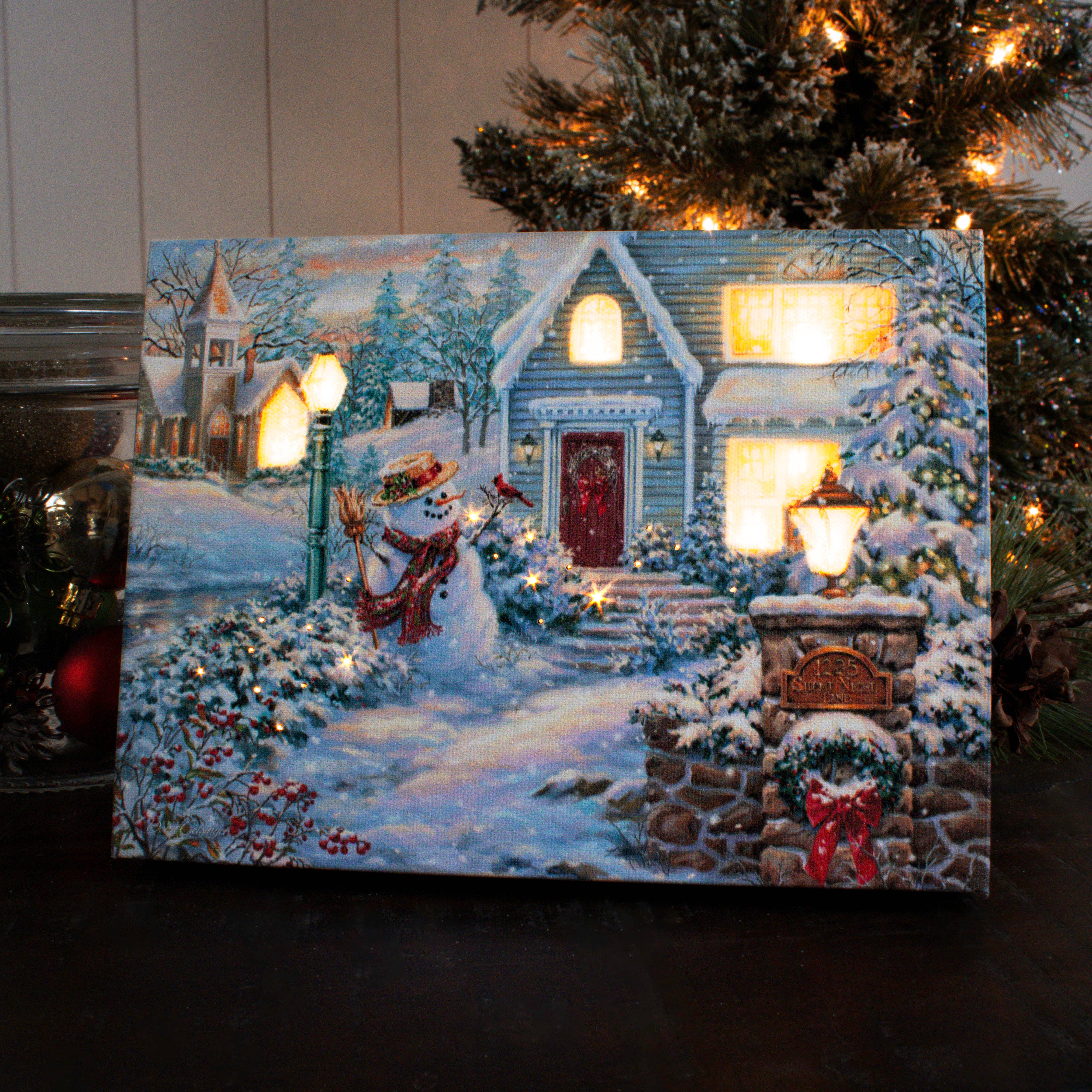 Glow Decor – wholesale Christmas decoration – Silent Night Lane 8x6 Lighted Tabletop Canvas1