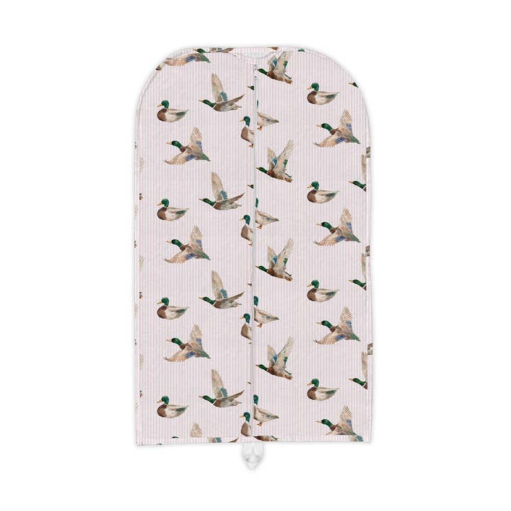 Mallory Ducks Pink Quilted Garment Bag for wholesale by Ida Mae Home