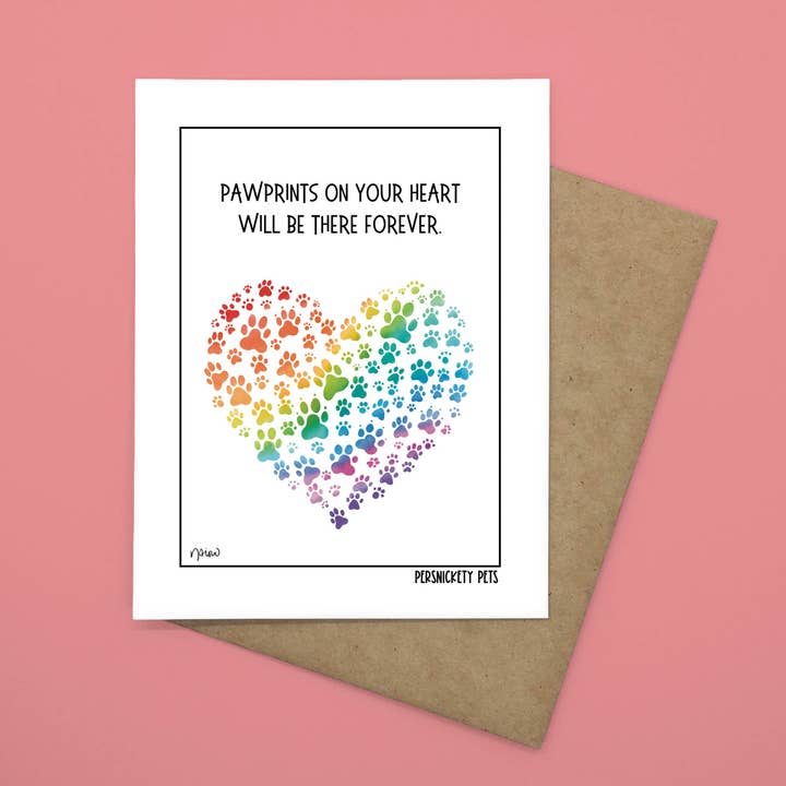 “Pawprints on Your Heart” Folded Notecard for wholesale by Persnickety Pets