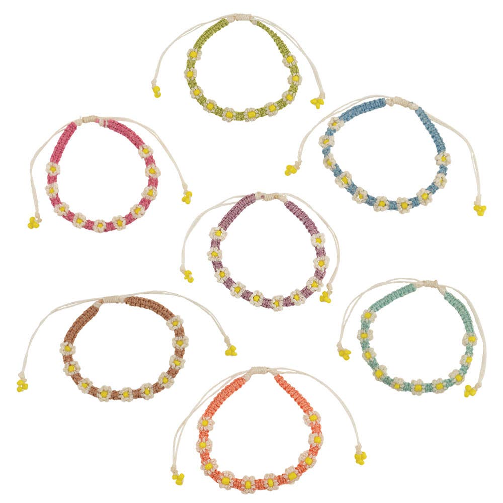 World End Imports Jewelry & Gifts - Wholesale Beaded Bracelet - BR Macrame Daisy Wax Cord-120