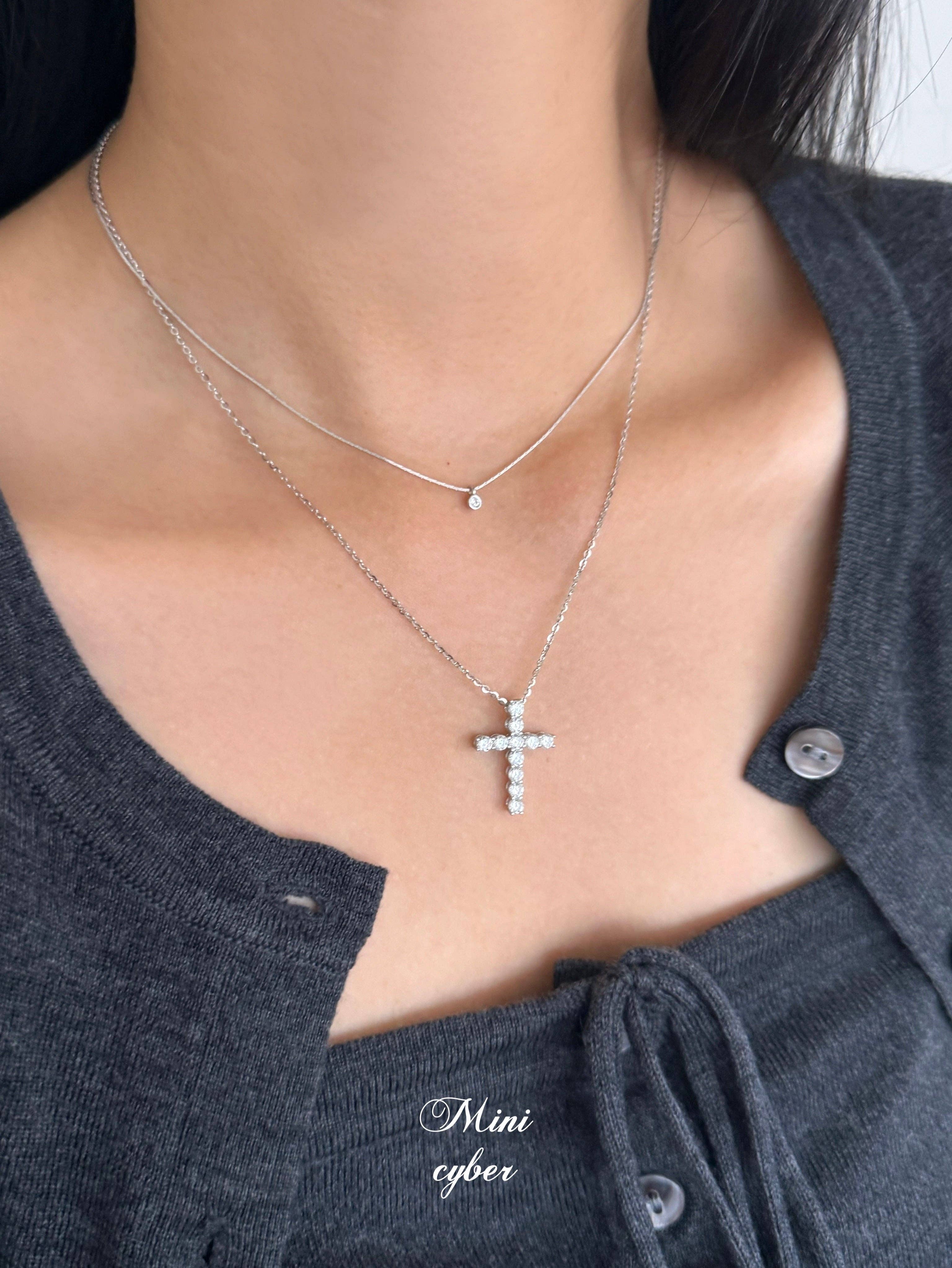 MINICYBER STUDIO - Wholesale Pendant/Charm Necklace - Silver Cross Sparkle Necklace7