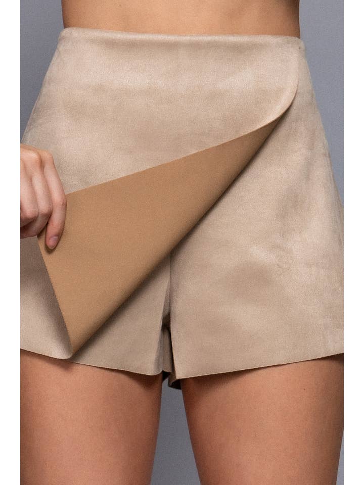 Active Basic | Active USA - Wholesale Shorts - Women's - Front Wrap Faux Suede Short Pants 14