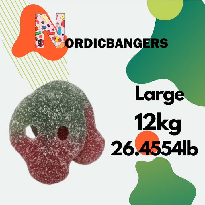 Nordicbangers - Swedish Candy Supply - Wholesale Gummy - Veggie sour melonskull 2kg/4.4 Lbs - Swedish Candy2