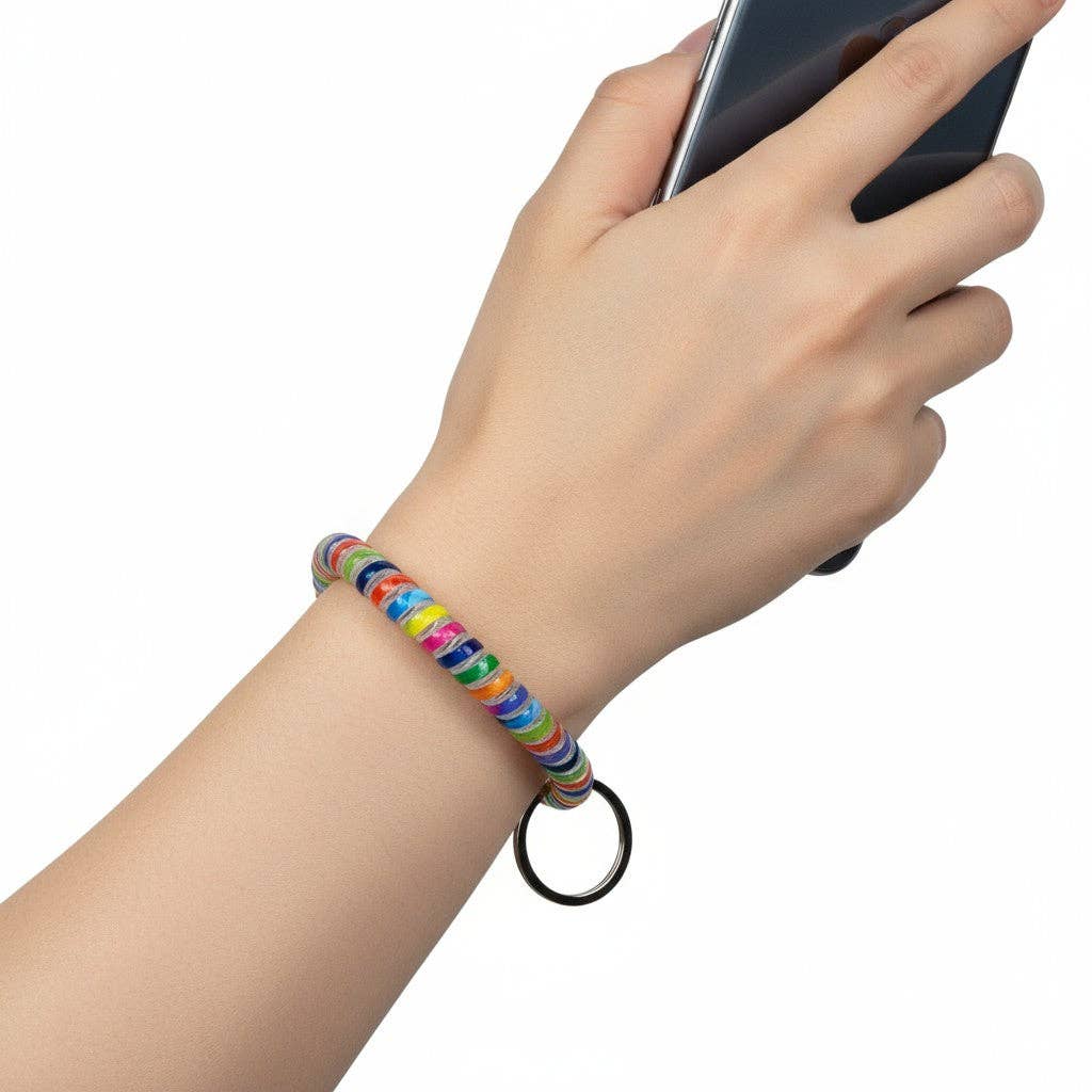 UNE COULEUR PORTE-CLÉS ÉLASTIQUE ARC-EN-CIEL 0415-20 (12 PIÈCES) en vente sur Faire2