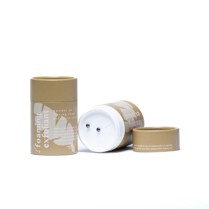 powder to fizzing foam gentle exfoliant • all natural for wholesale by Ginger June Candle Co.