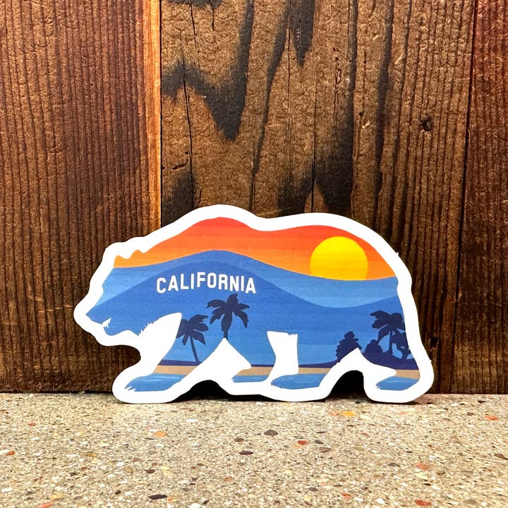 California Bear Sunset Sticker for wholesale by Local Notion