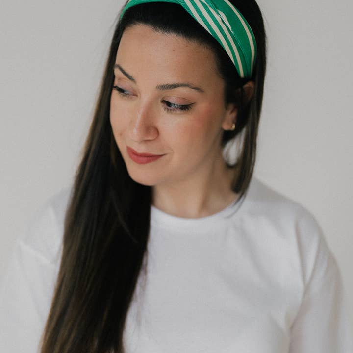 Nuevemi - Wholesale Fashion Headband - Women's - Green Striped Headband2