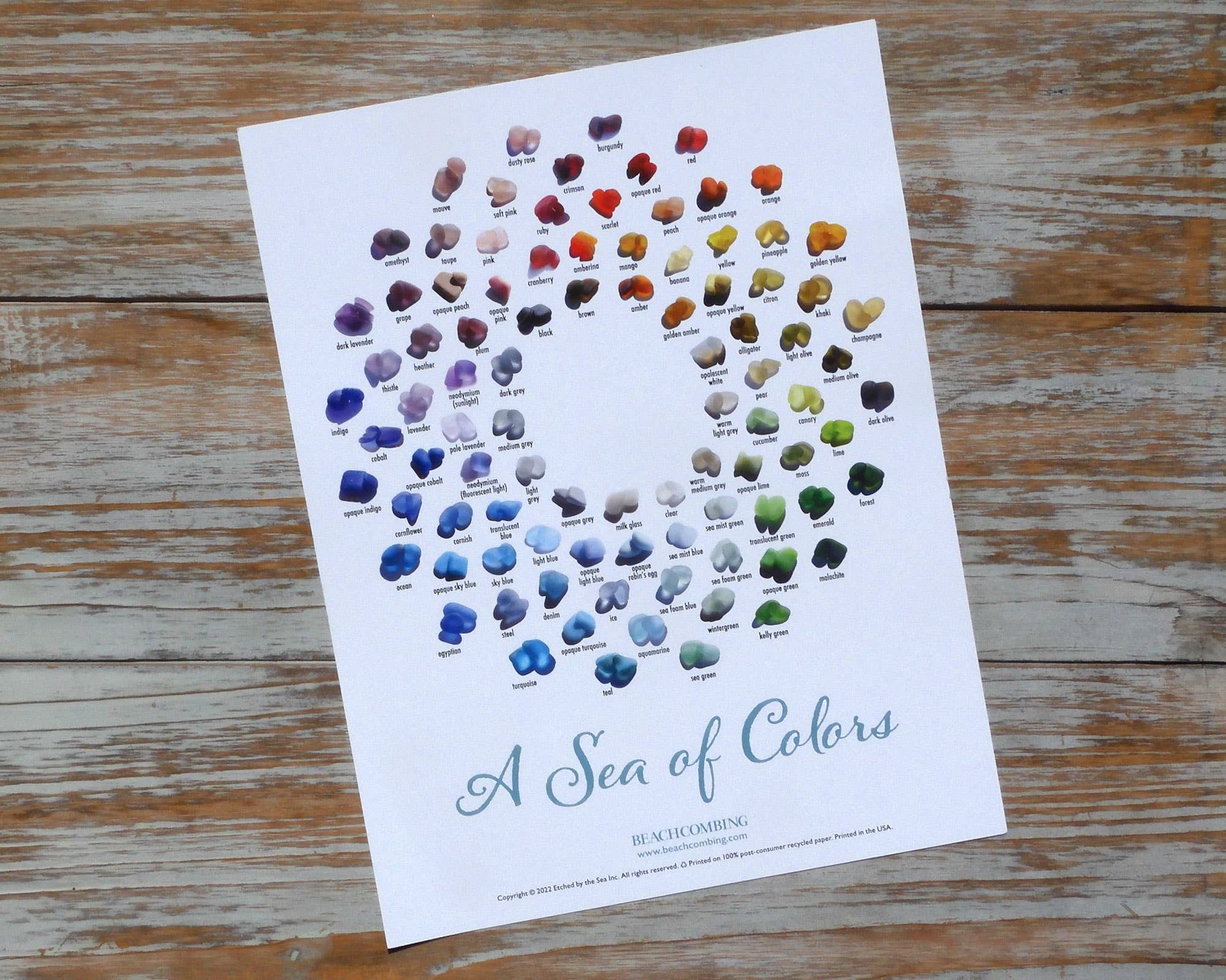 Beachcombing / Etched by the Sea - Wholesale Poster - "A Sea of Colors" Poster - Sea Glass Color Chart - Thr Sizes7