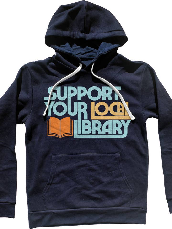 Felpa con cappuccio unisex Support Your Local Library per la vendita all'ingrosso da parte di Boredwalk