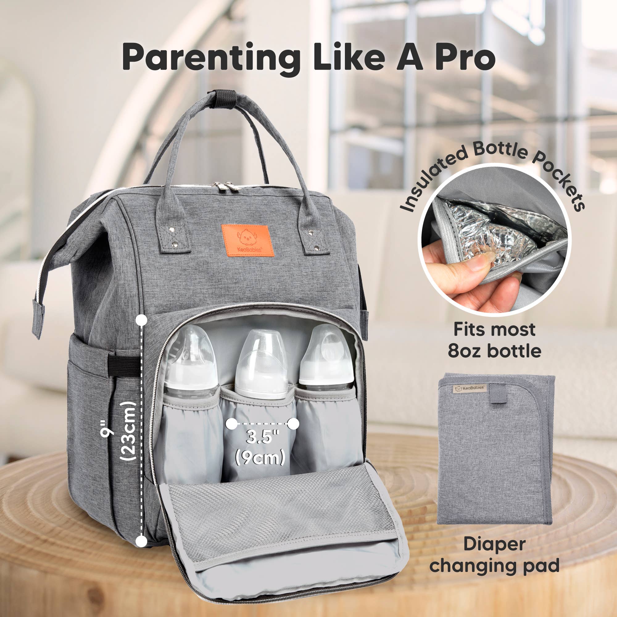 Classic Gray Original Diaper Bag Backpack, Baby Bags with Changing Pad for wholesale on Faire3