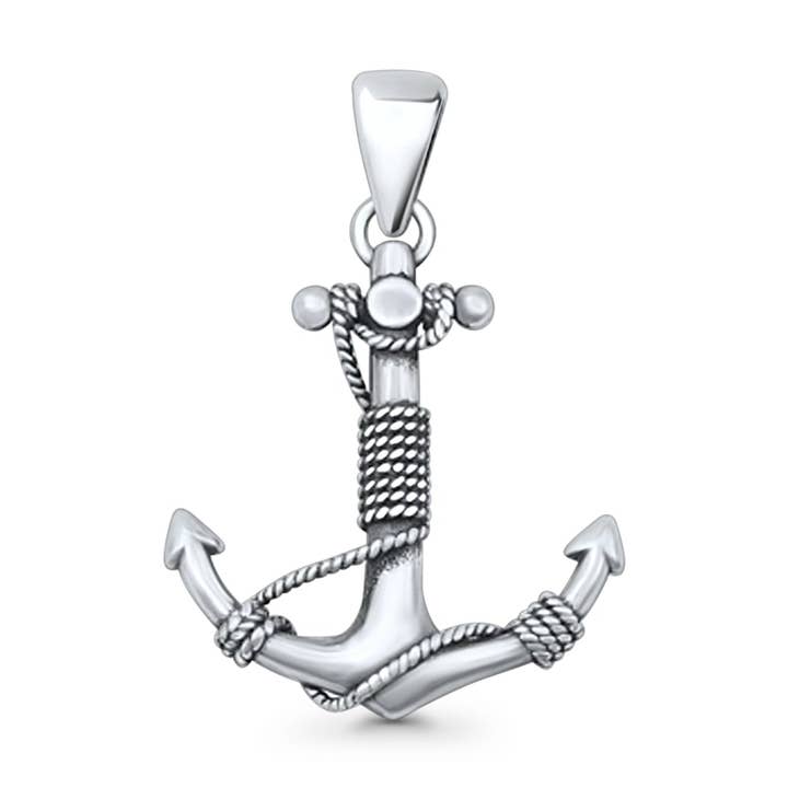 Twisted Rope Anchor Pendant Oxidized for wholesale by Blue Apple Imports
