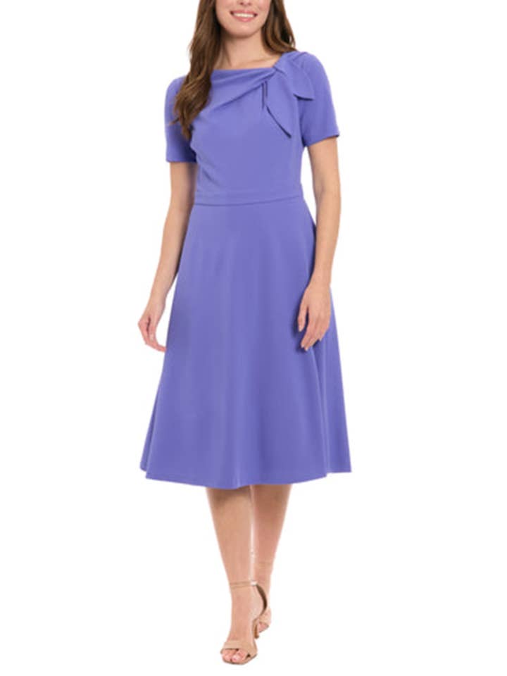 VERY PERI London Times Bow Neck Short Sleeve A-Line Dress for wholesale on Faire