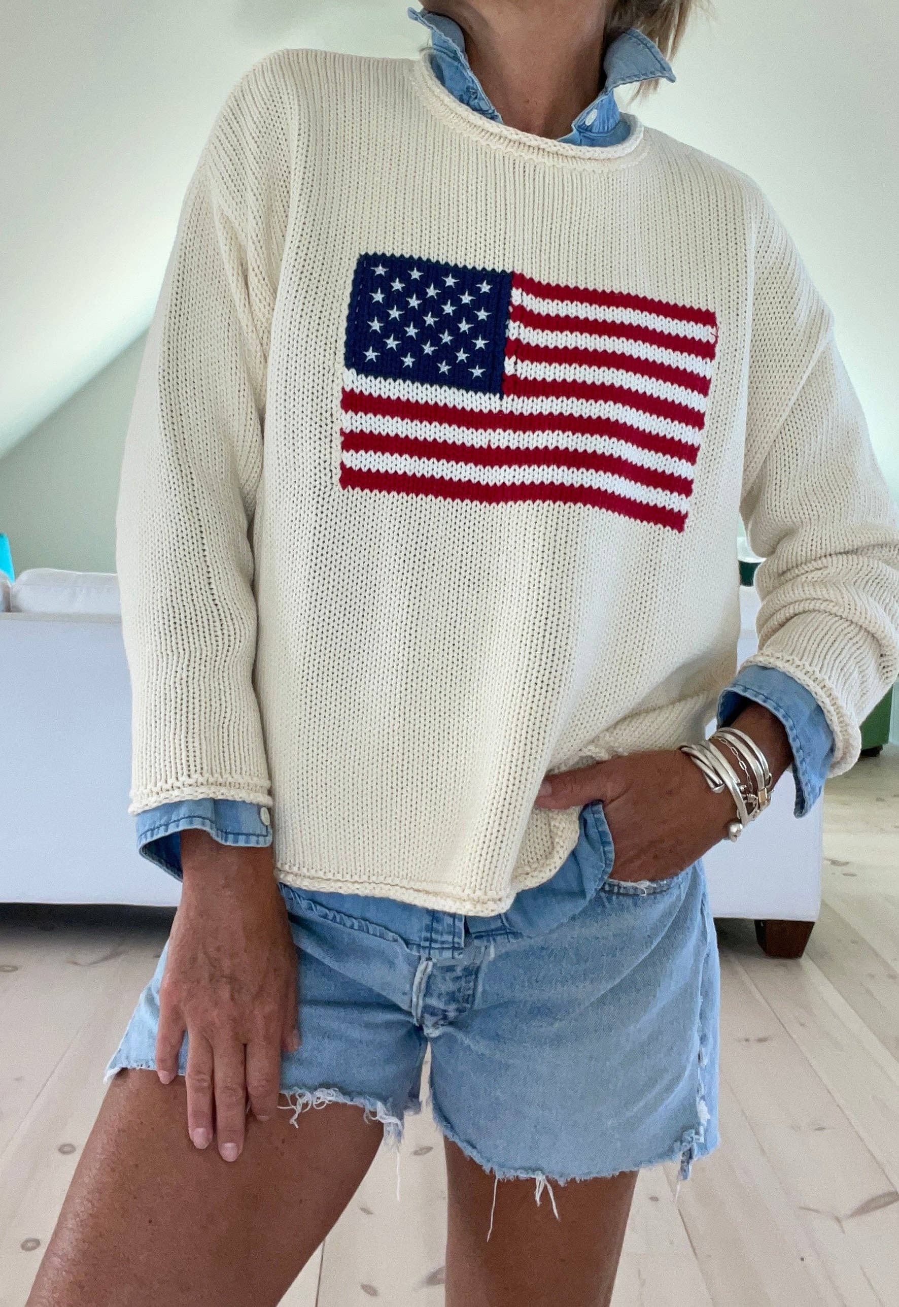 Pink Pineapple - Wholesale Knit Sweater - Women's - Chloe Flag Roll Neck Sweater in Cream1