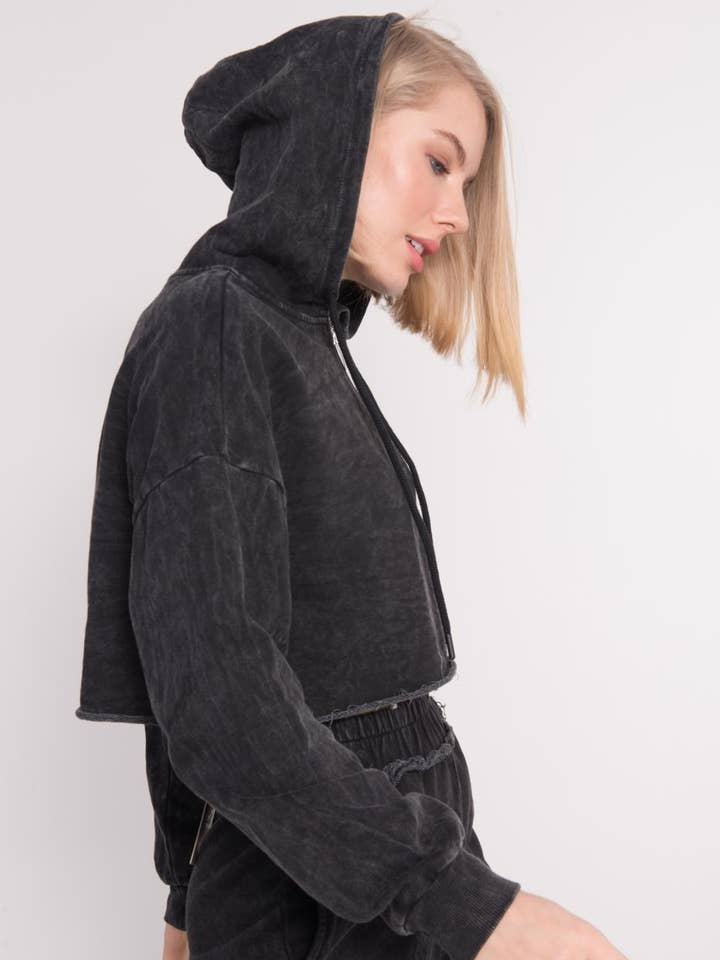 15934-Cropped Hoodie - Black for wholesale by BSL