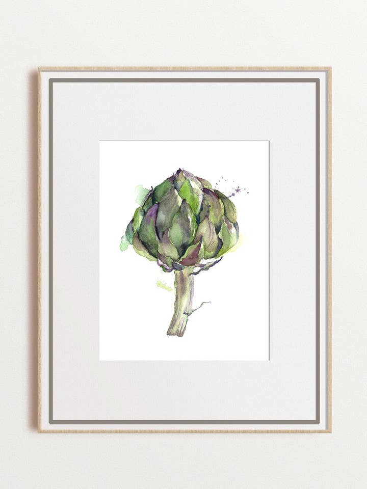 Artichoke Watercolor Print Kitchen Wall Art Home Decor for wholesale by Yuliasheart