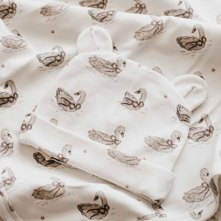 Jersey Swaddle Sienna Swan for wholesale by Bencer & Hazelnut
