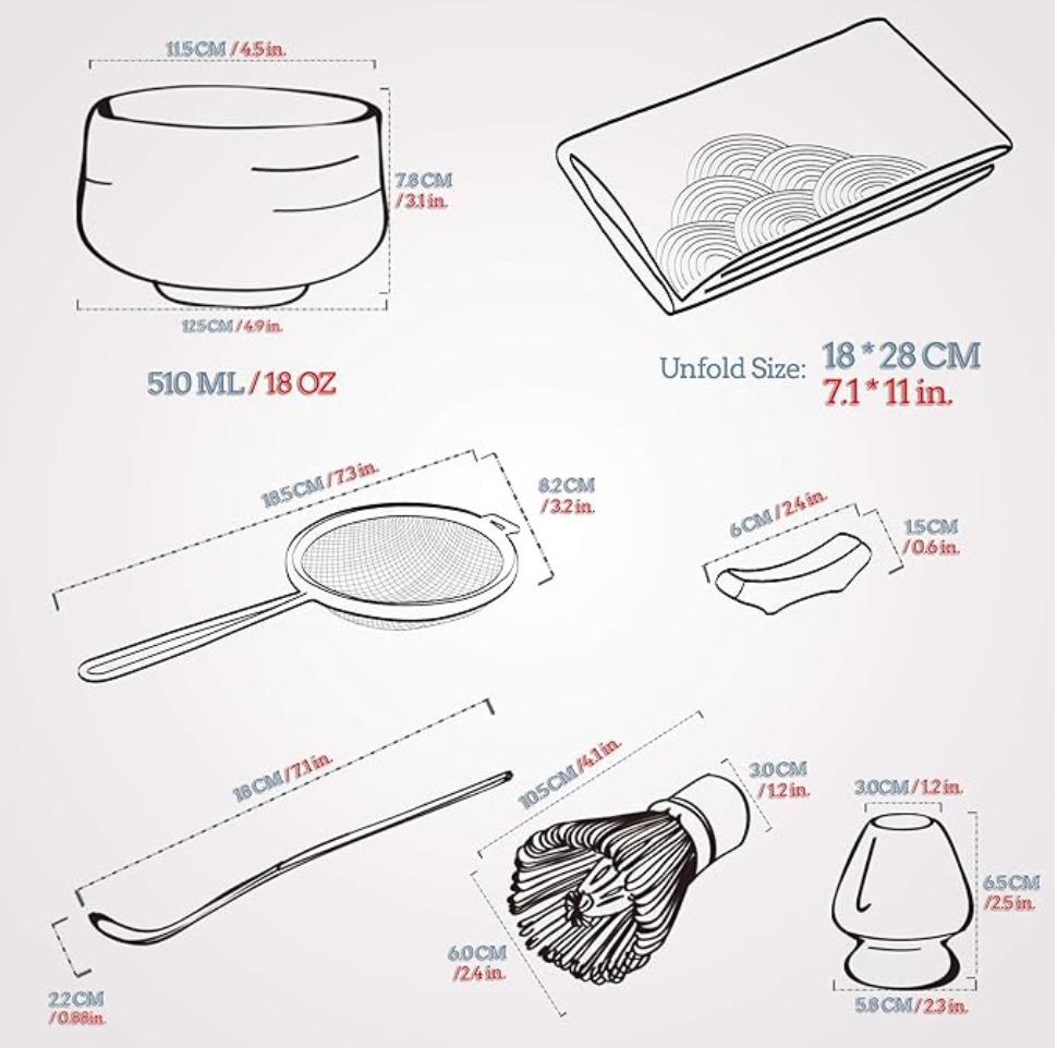 Store Tenpo - Vente Service à thé - Set de cérémonie Matcha japonais ivoire, 7 pièces3