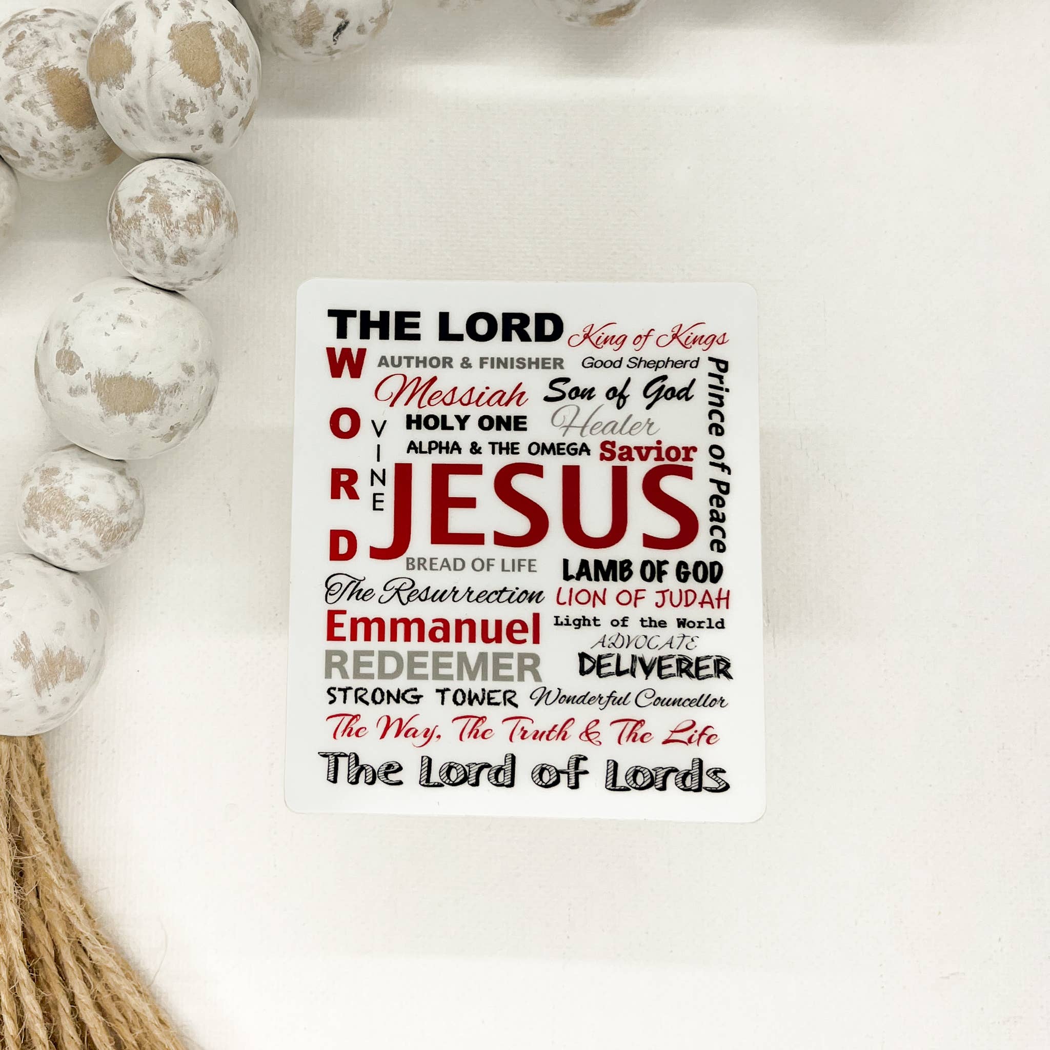 Savannah and James Co – Engroshandel Klistermærke – Herren, Kongen af konger, Hvid vinyl, Klistermærke, 3x3 i0