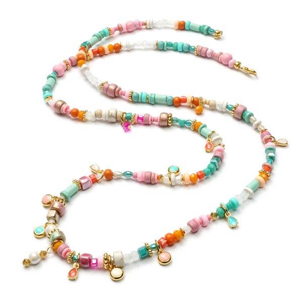 Joy 88/100 Goldshiny, collar largo con piedras semipreciosas para venta al por mayor de SchauTime