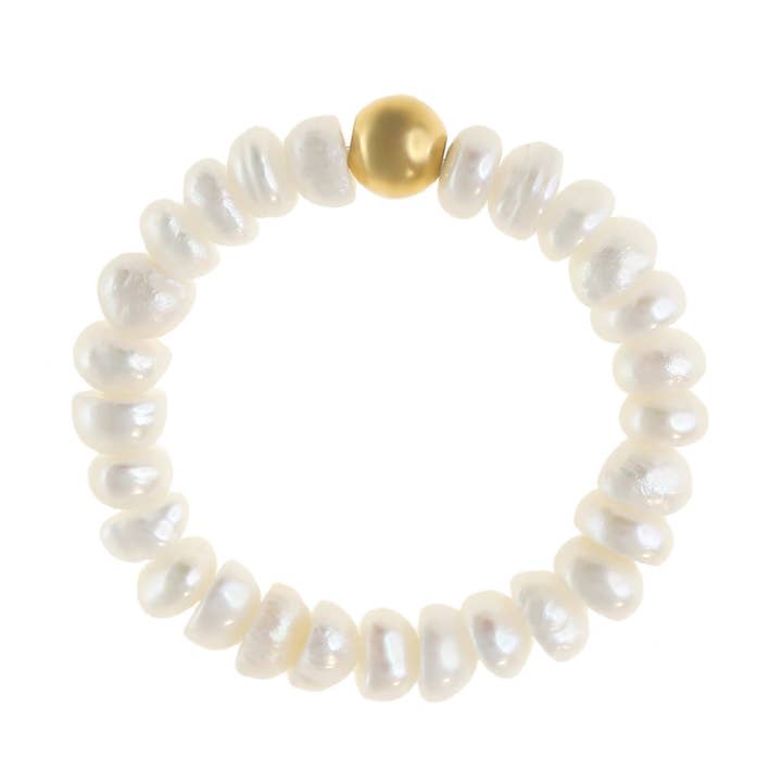 Made By Nami - Wholesale Band/Stacked Ring - Elastic pearl ring made of genuine freshwater pearls1
