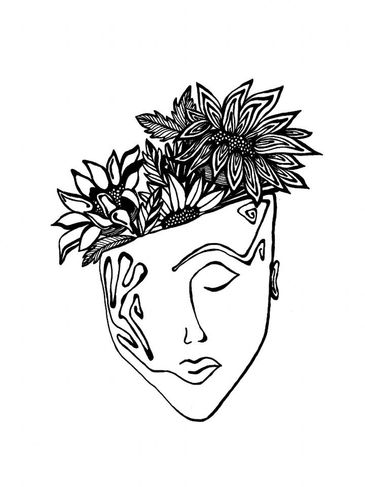 Sunny Art Print (volto astratto, girasoli) per la vendita all'ingrosso da parte di Mind & Company