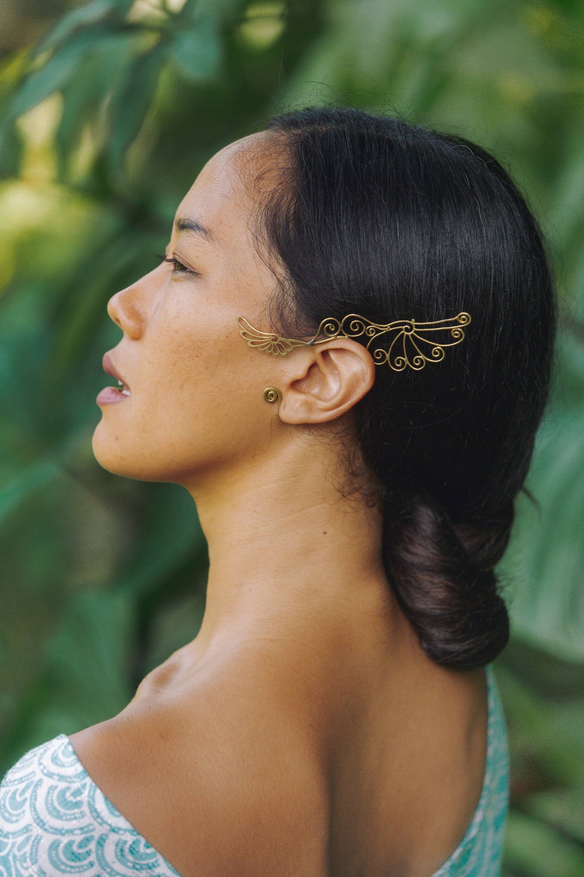 Liquid Fire Mantra - Wholesale Dangle Earrings - Spiral Wing Ear Cuffs - Brass9